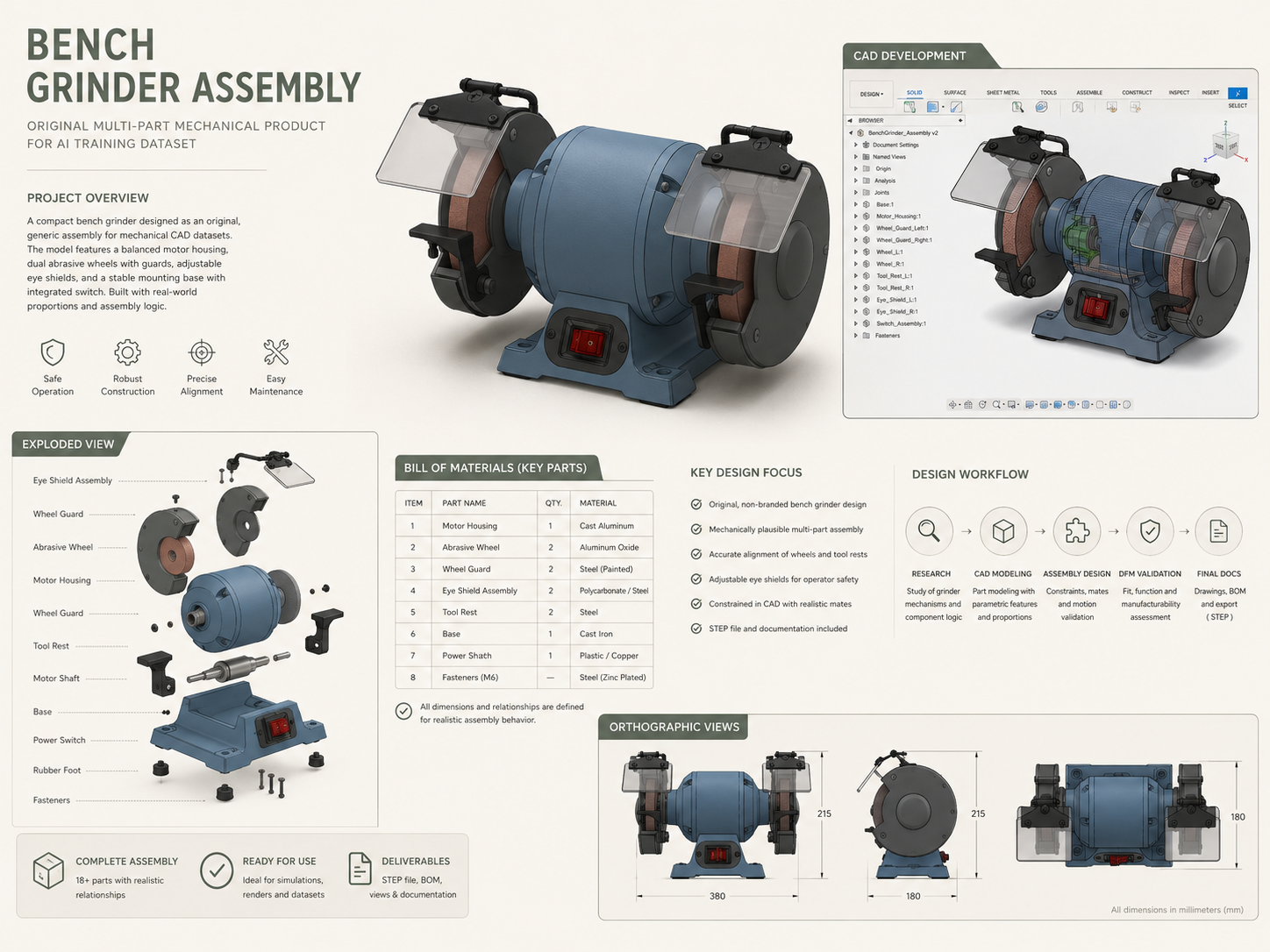 Bench grinder assembly portfolio board